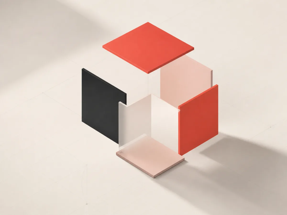 Abstract composition showing the six planes of a cube